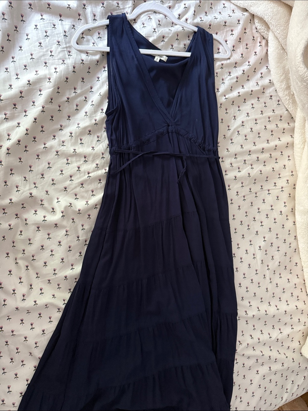 Max Studio Navy Sleeveless V-Neck Maxi with Waist Tie